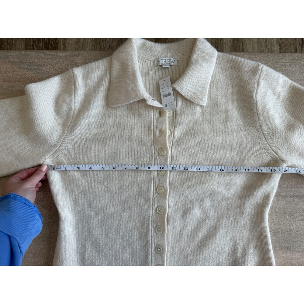 J Crew NWT Milano Stitch Cinched Waist Cardigan in Ivory Size Large 100% Wool - Picture 5 of 8
